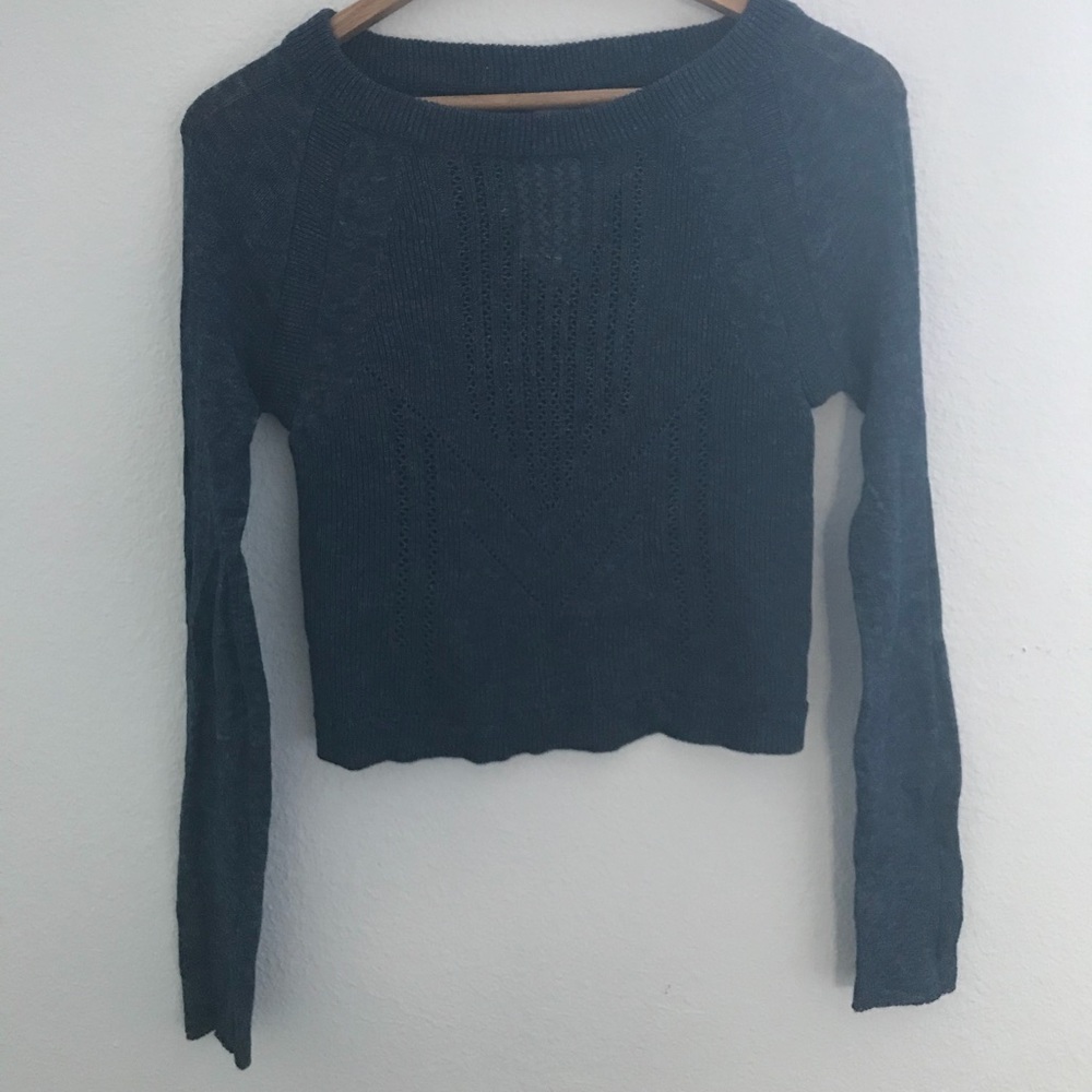 Free People navy cropped sweater